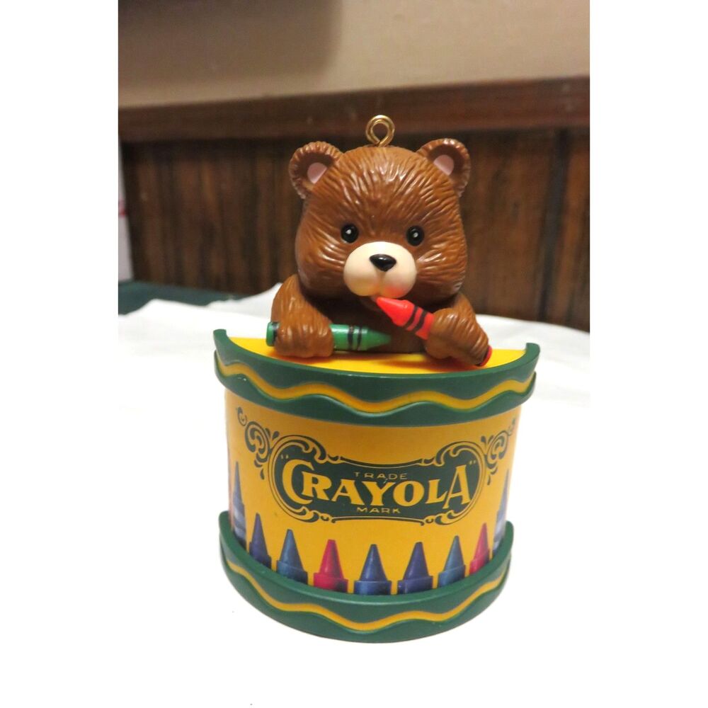 1992 CRAYOLA  Christmas Ornament Teddy Bear/Crayons Drum Binney & Smith Inc.